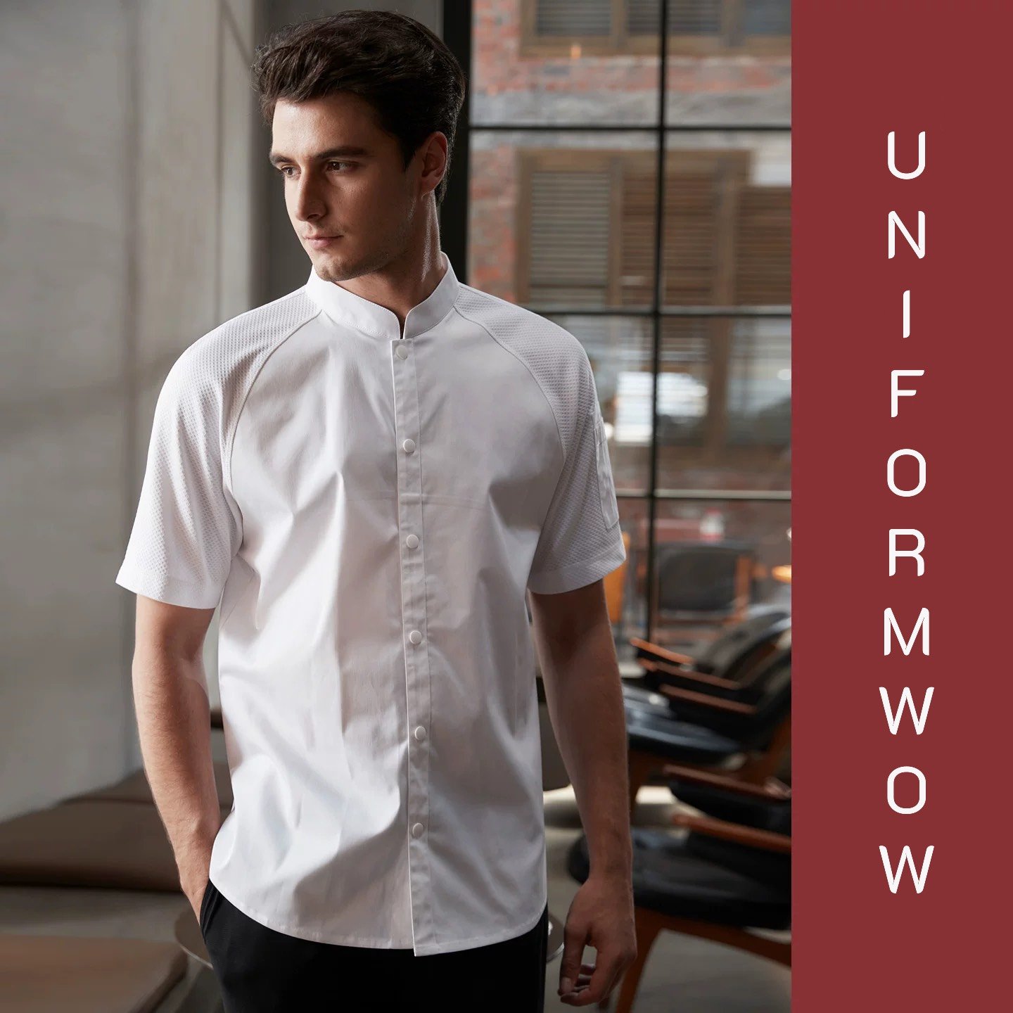 เสื้อเชฟแขนสั้นระบายอากาศ-CE024 - Image 5